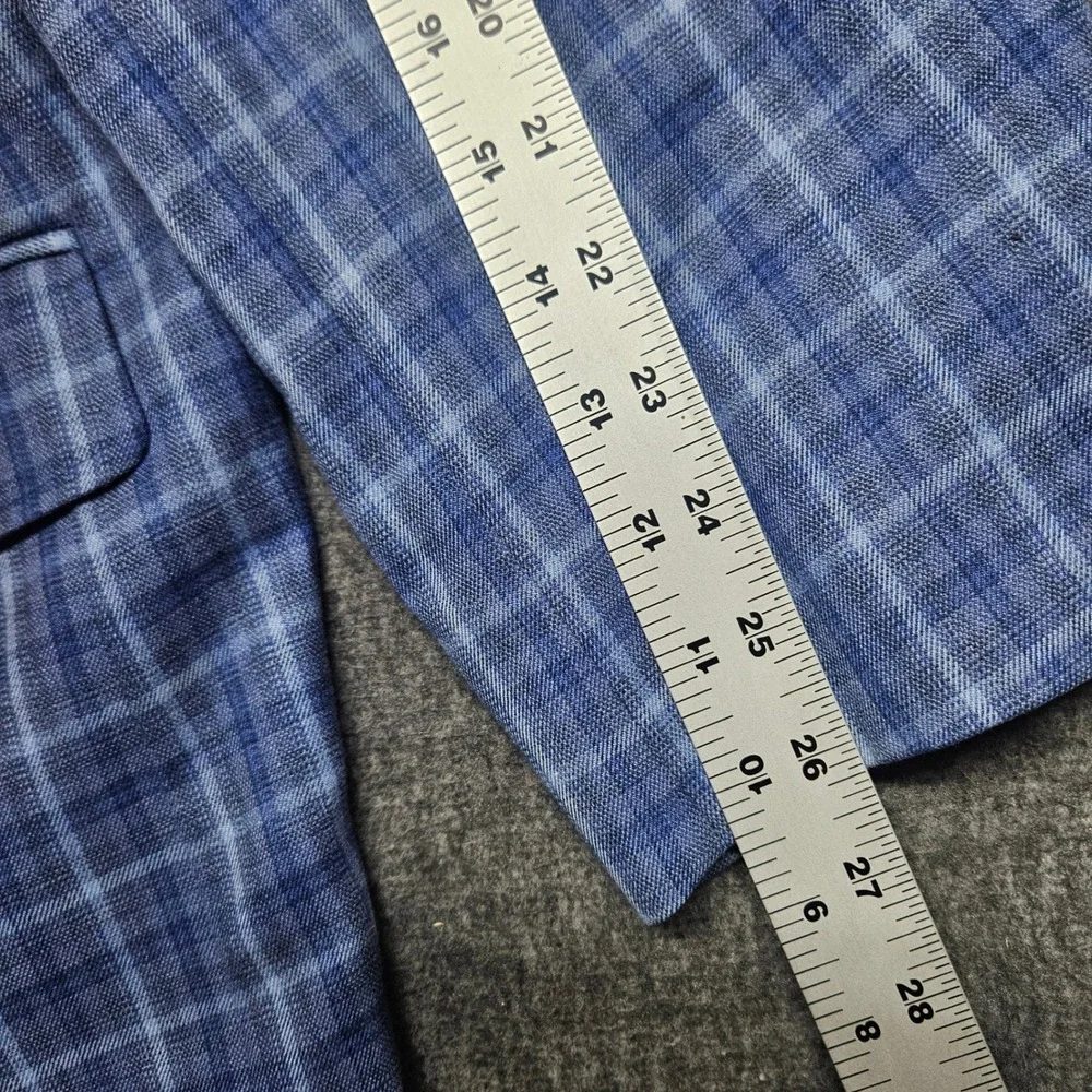 Oak Hill Sport Coat Mens 3XLT 54L/56L Blue Plaid Two Button Blazer Big and Tall